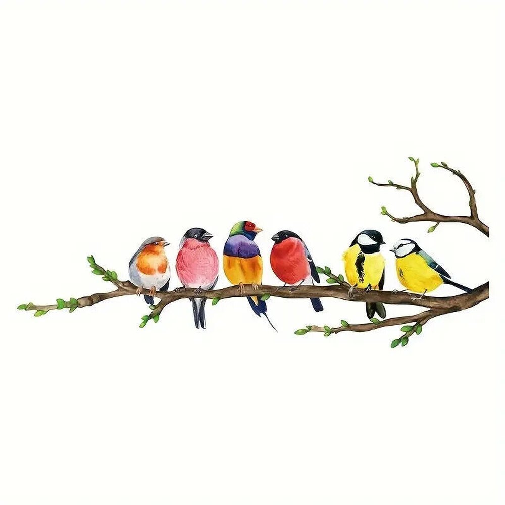 Colorful Birds Standing On Branch Wall Decal 12.20" x 29.13" NEW! Home & Garden:Home Décor:Decals, Stickers & Vinyl Art Style Your Walls